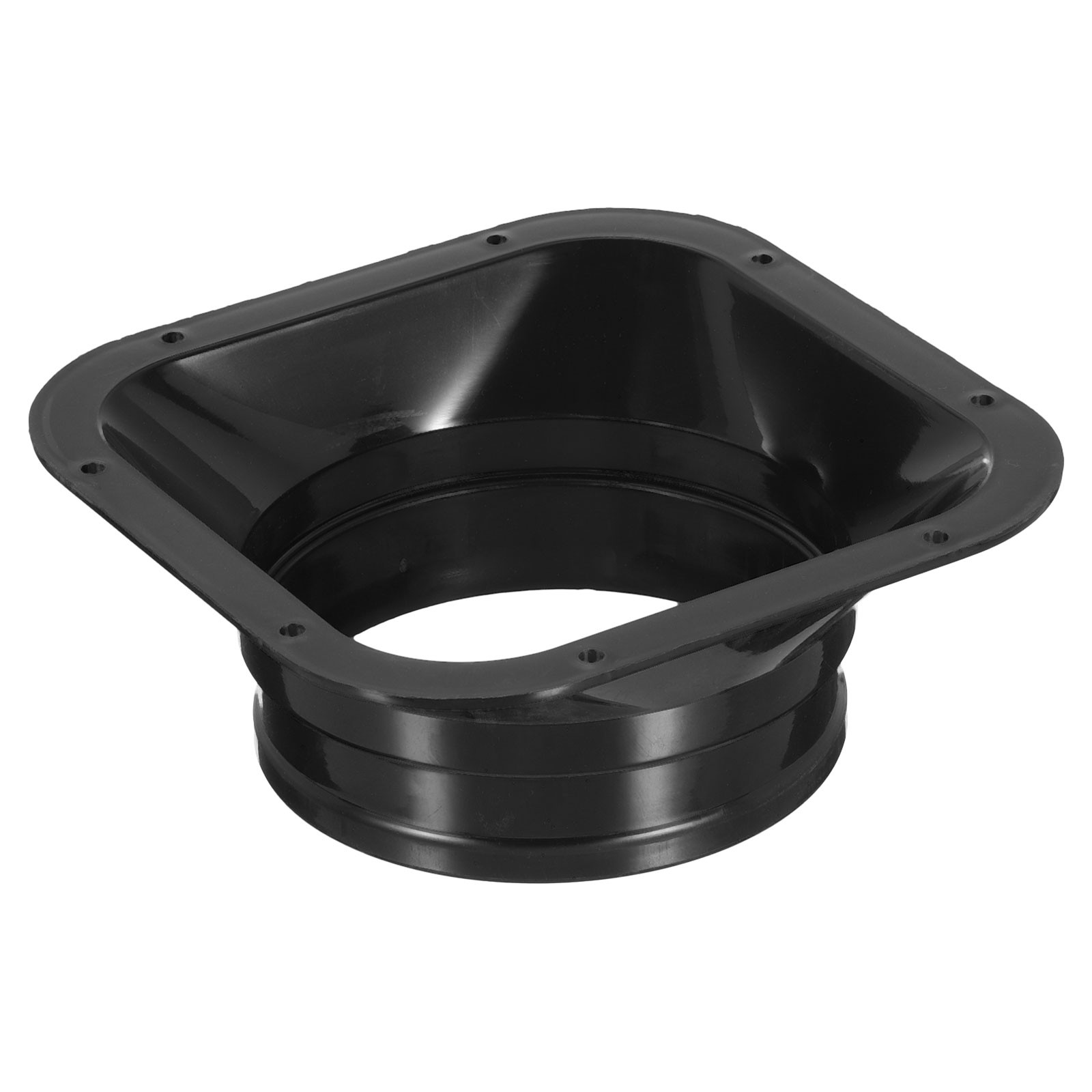 5" Duct Connector Flange PP Dryer Vent Wall Plate Square to Round Straight Black