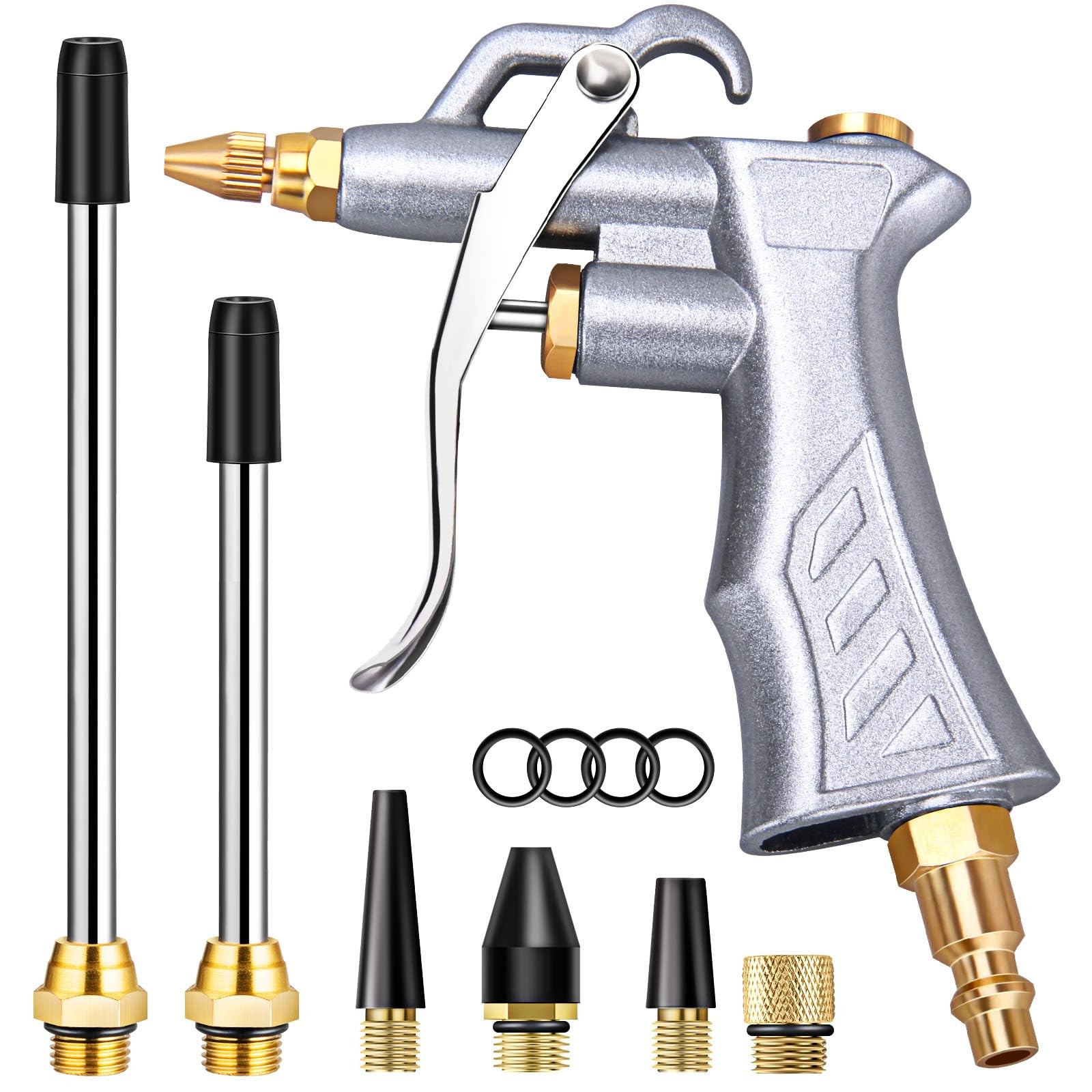 JASTIND Industrial Air Blow Gun with Brass Adjustable Air Flow Nozzle and 2 S...