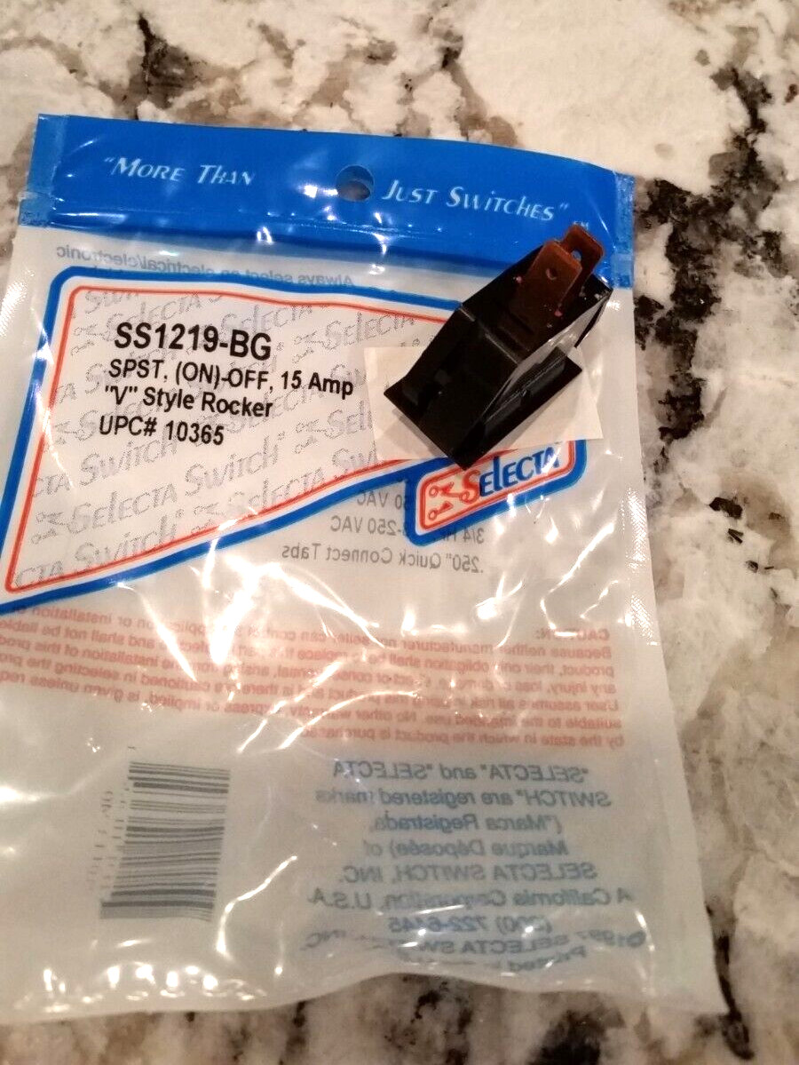 SELECTA SS1219-BG ROCKER SWITCH SPST (ON)-OFF 15 AMP