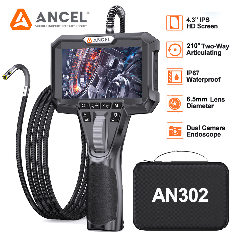 ANCEL Endoscope Camera TwoWay 210° Industrial Inspection Articulating Borescope