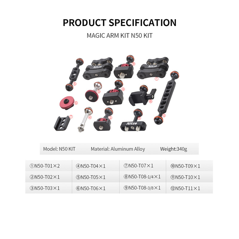 NITZE MAGIC ARM KIT MULTIPLE INTERFACES FOR DIY OPTION PAYLOAD UP TO 3KG N50 KIT