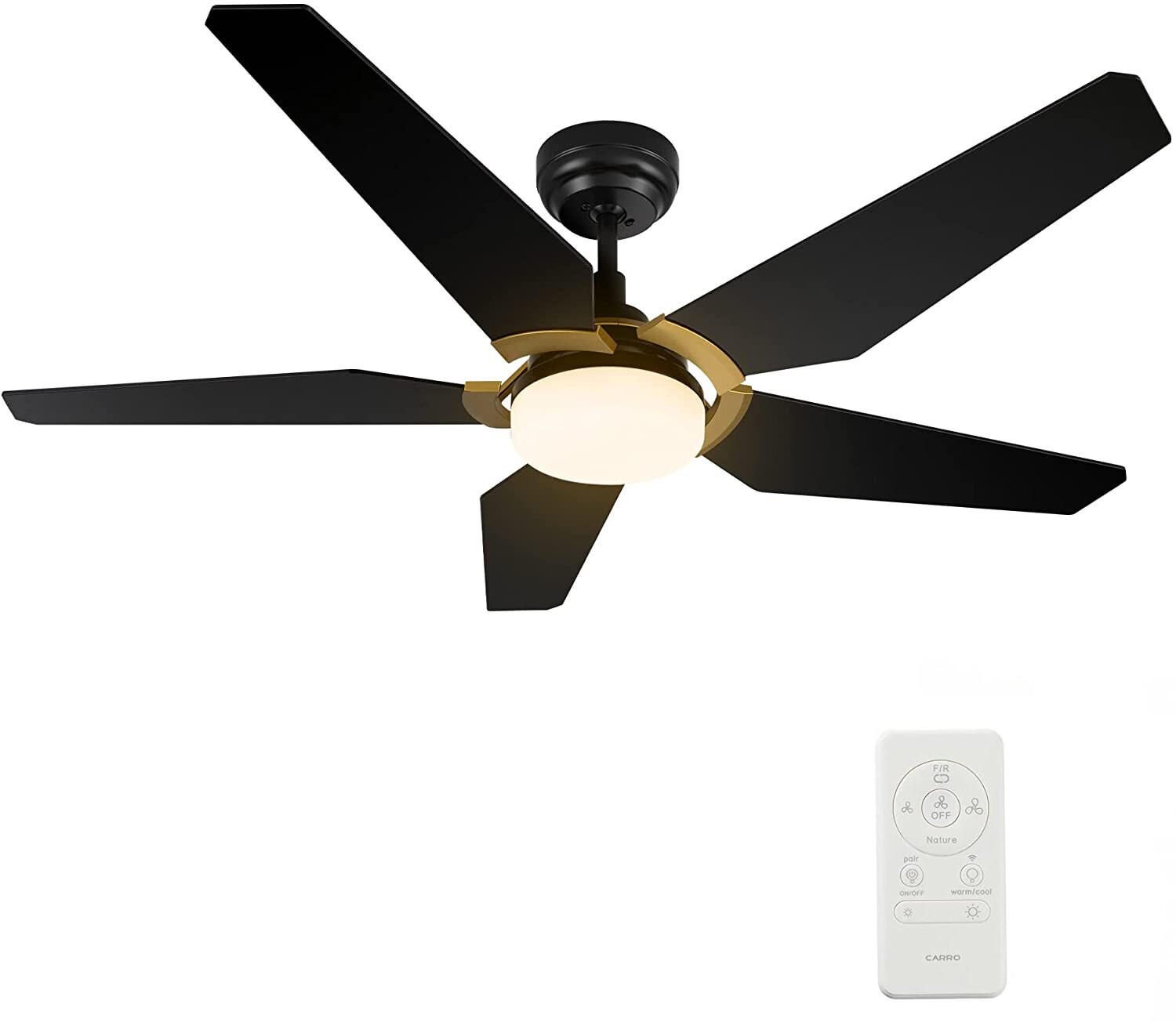 52" Modern Smart Ceiling Fan with Dim LED Light and Remote Control