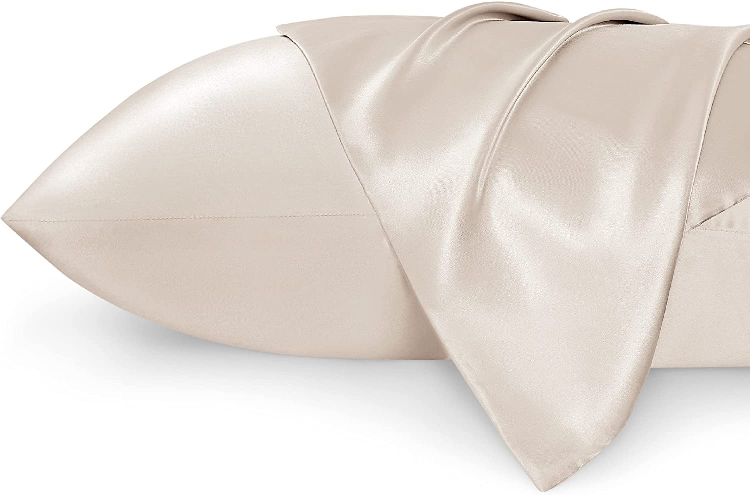 Satin Pillowcase Set of 2 - Beige Silky Pillow Cases for Hair and Skin