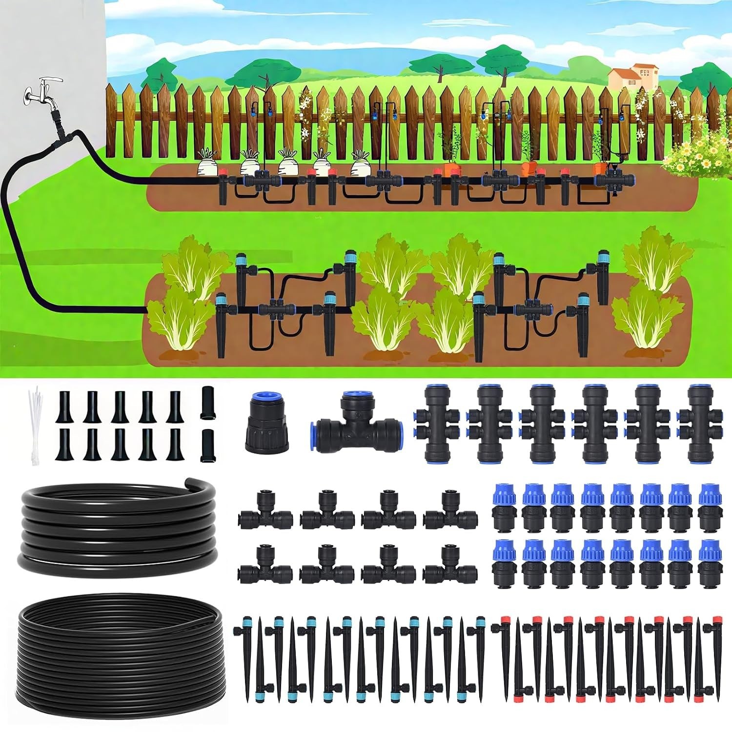 Advanced Drip Irrigation Kit: 230ft with Quick-Connect for Efficient Watering