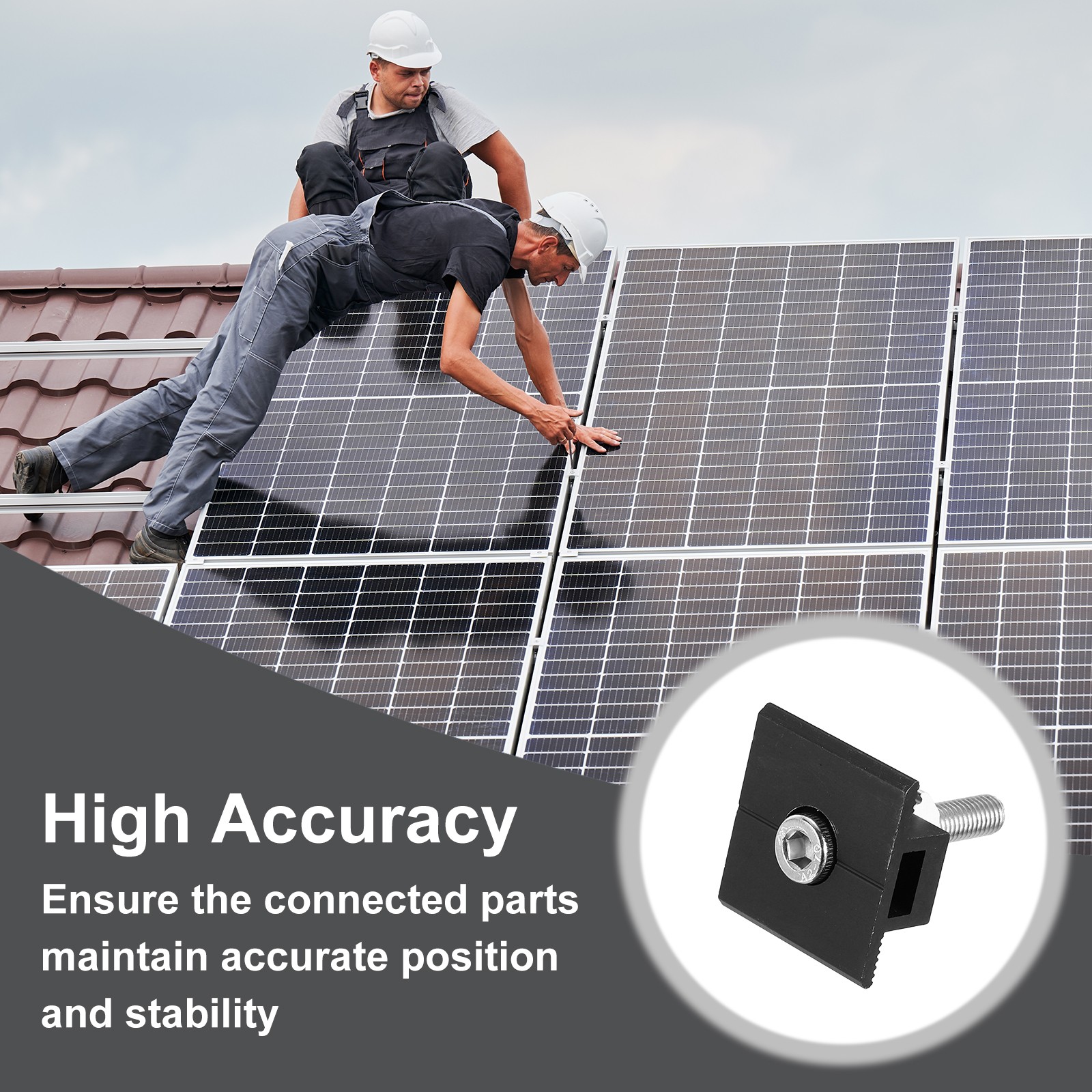 6 x Solar End Clamp Solar Panel Mount Bracket Black Mounting Clamps 35mm