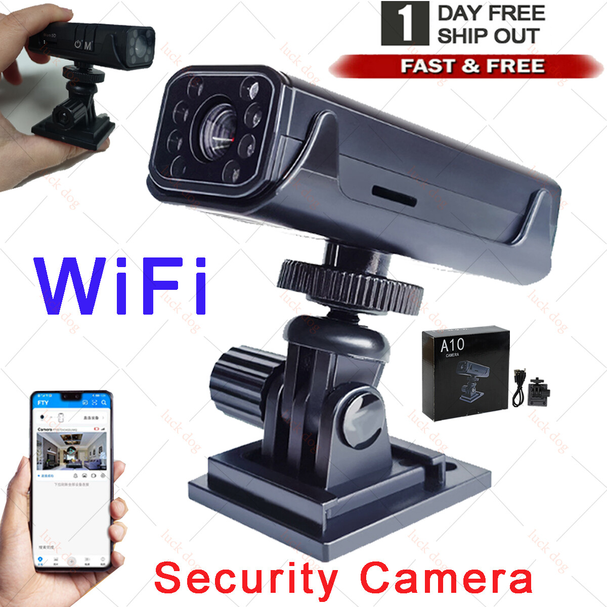 2024 A10 Wireless Indoor/Outdoor Security Cameras 1080P Home Mini Bullet Camera