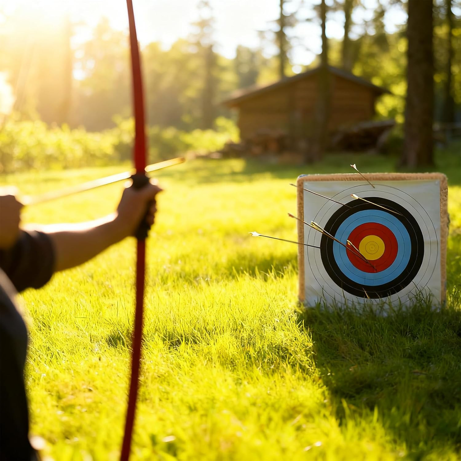 20 Inch Straw Archery Target with Handle - Bow & Arrow Target Practice Set Inclu