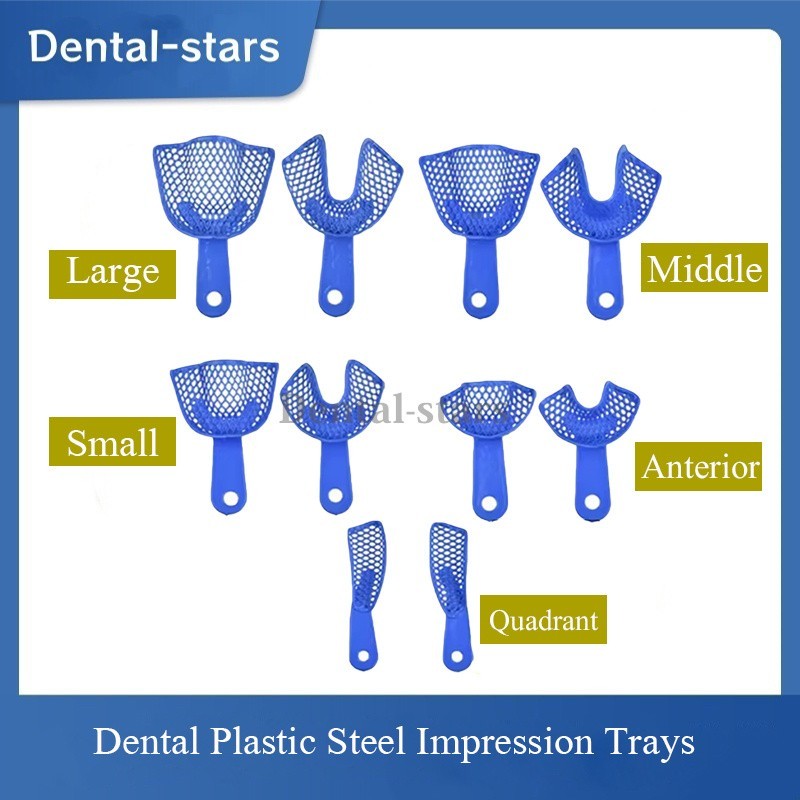 1 Pair Dental Disposable Plastic Steel Perforated Impression Trays Autoclave L/M