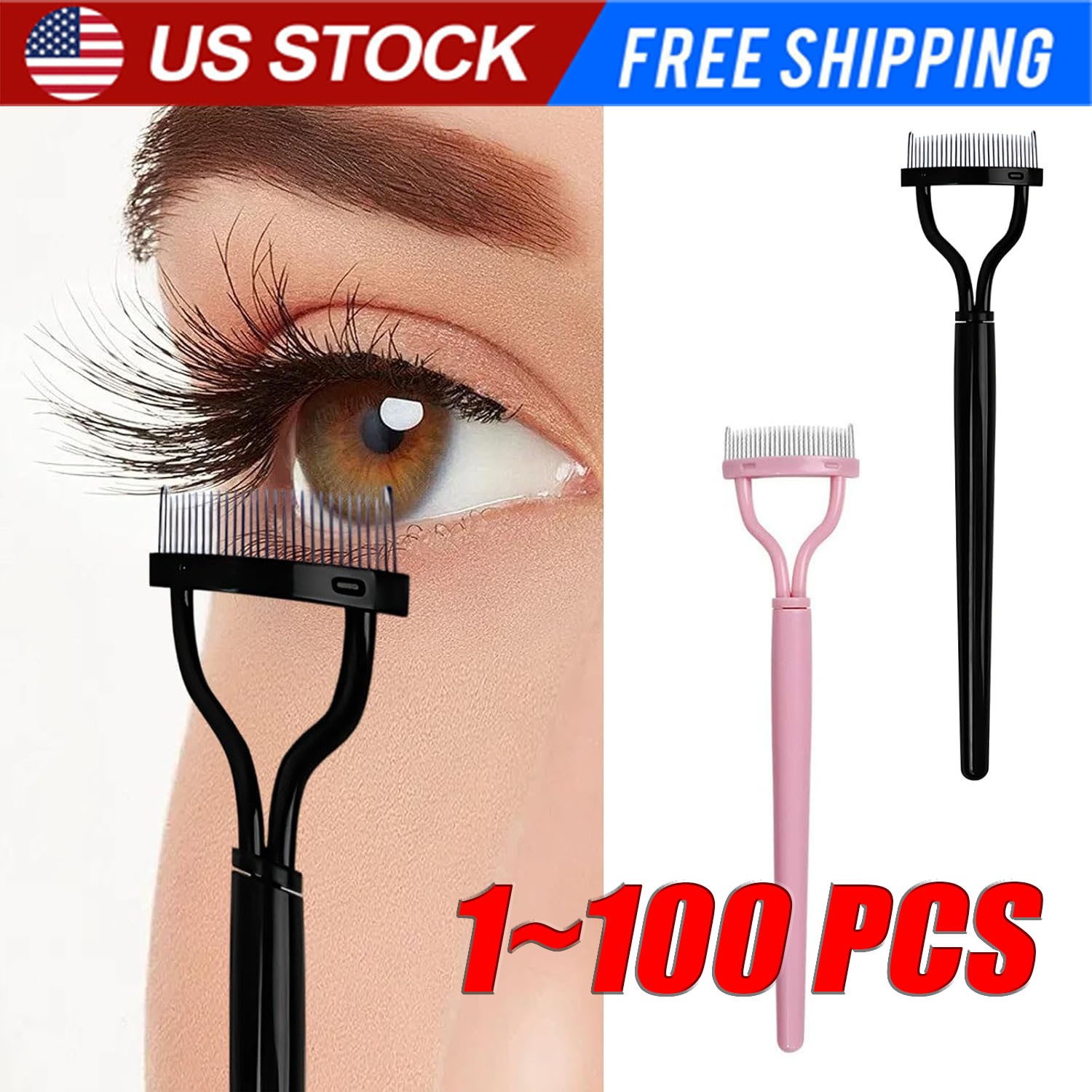 Beauty Makeup Eyelash Metal Brush Comb Lash Separator Mascara Lift Curl Tool Lot