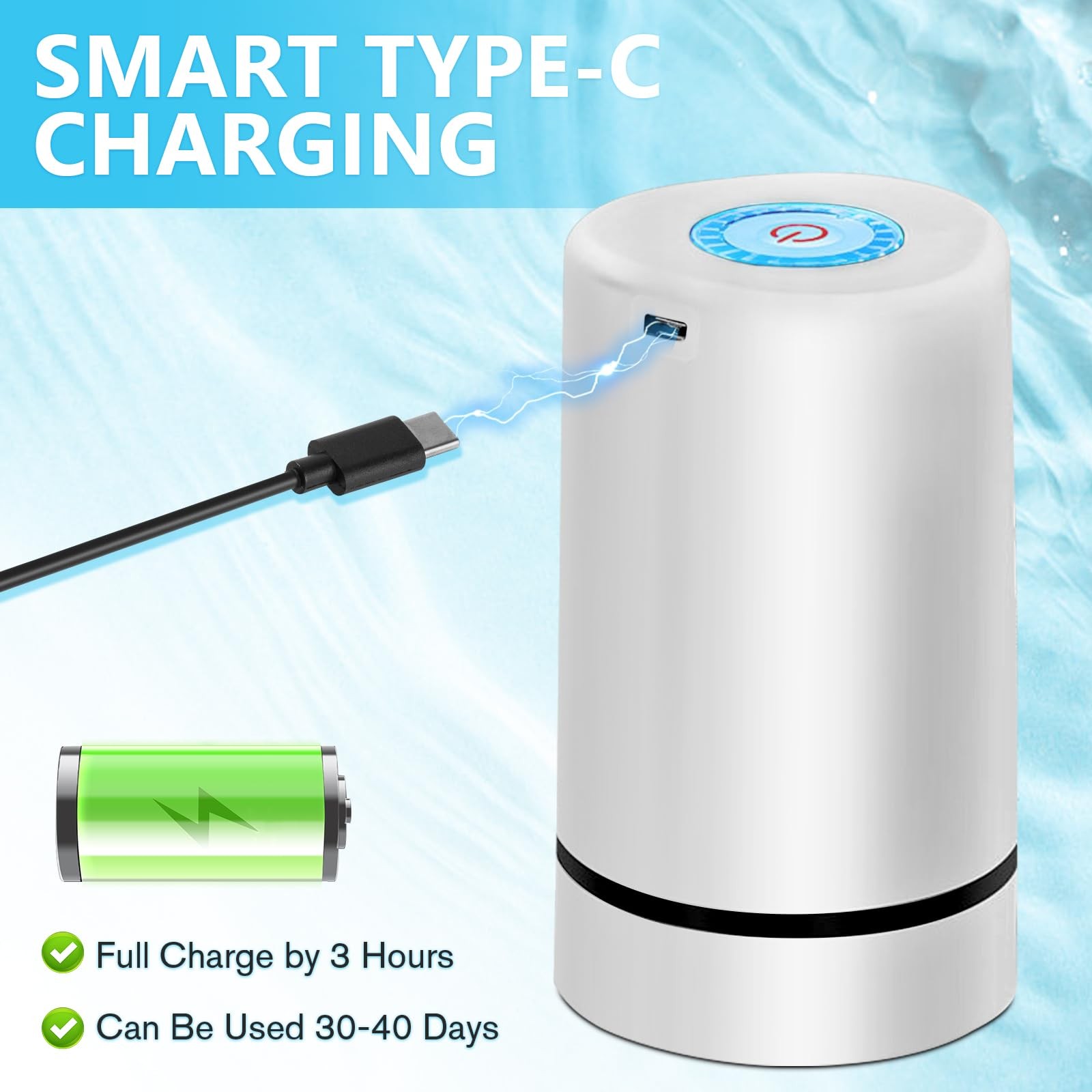 Water Dispenser Pump- 2-6 Gallon USB Rechargeable Portable, Electric Water Pu...