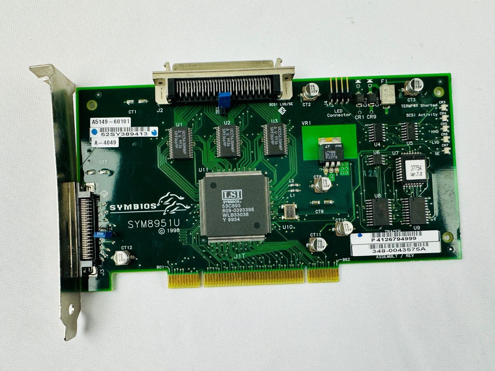 Symbios SYM8951U PCI-to-Ultra2 SCSI Host Adapter Card