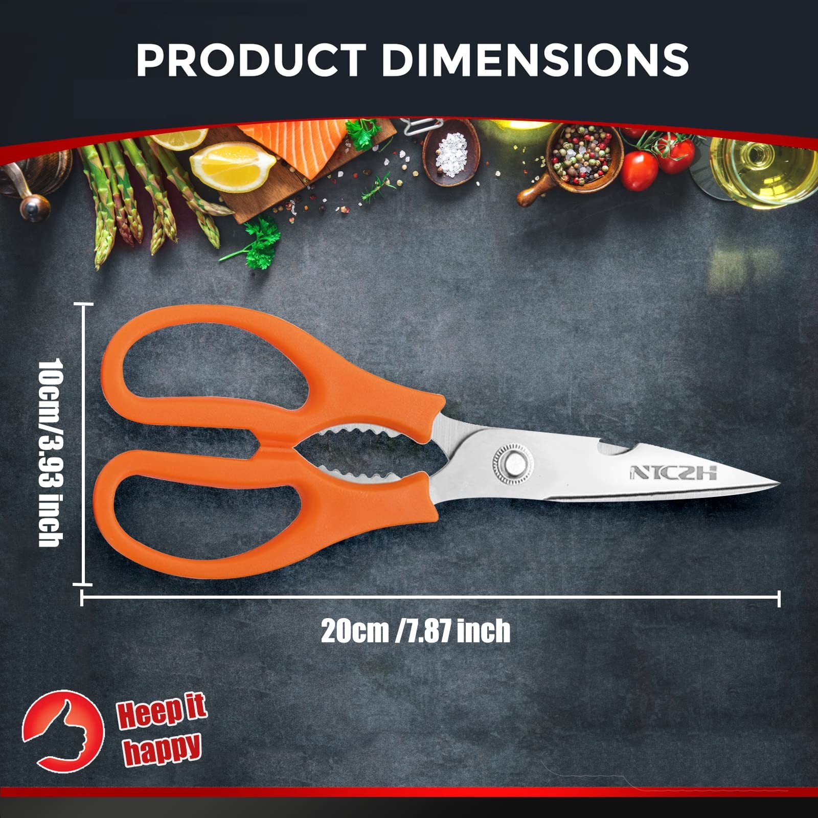 Kitchen Shears, Multi-function Heavy Duty Dishwasher Safe Poultry Shears, Foo...