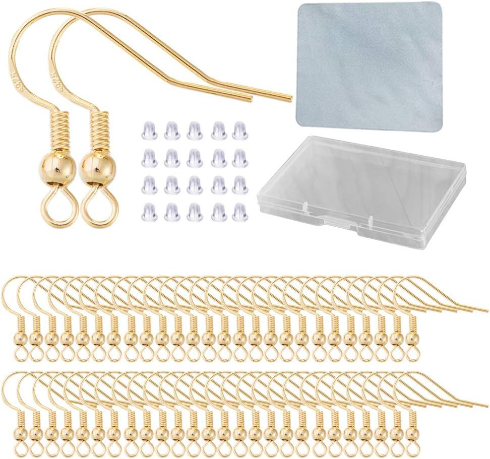 Earring Hooks for Jewelry Making - 120 Pcs/60 Pairs Hypoallergenic 14K Gold Ear