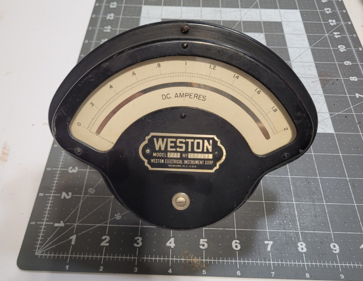 Antique Steampunk Industrial Weston Electrical Voltage DC Amperes Model 271