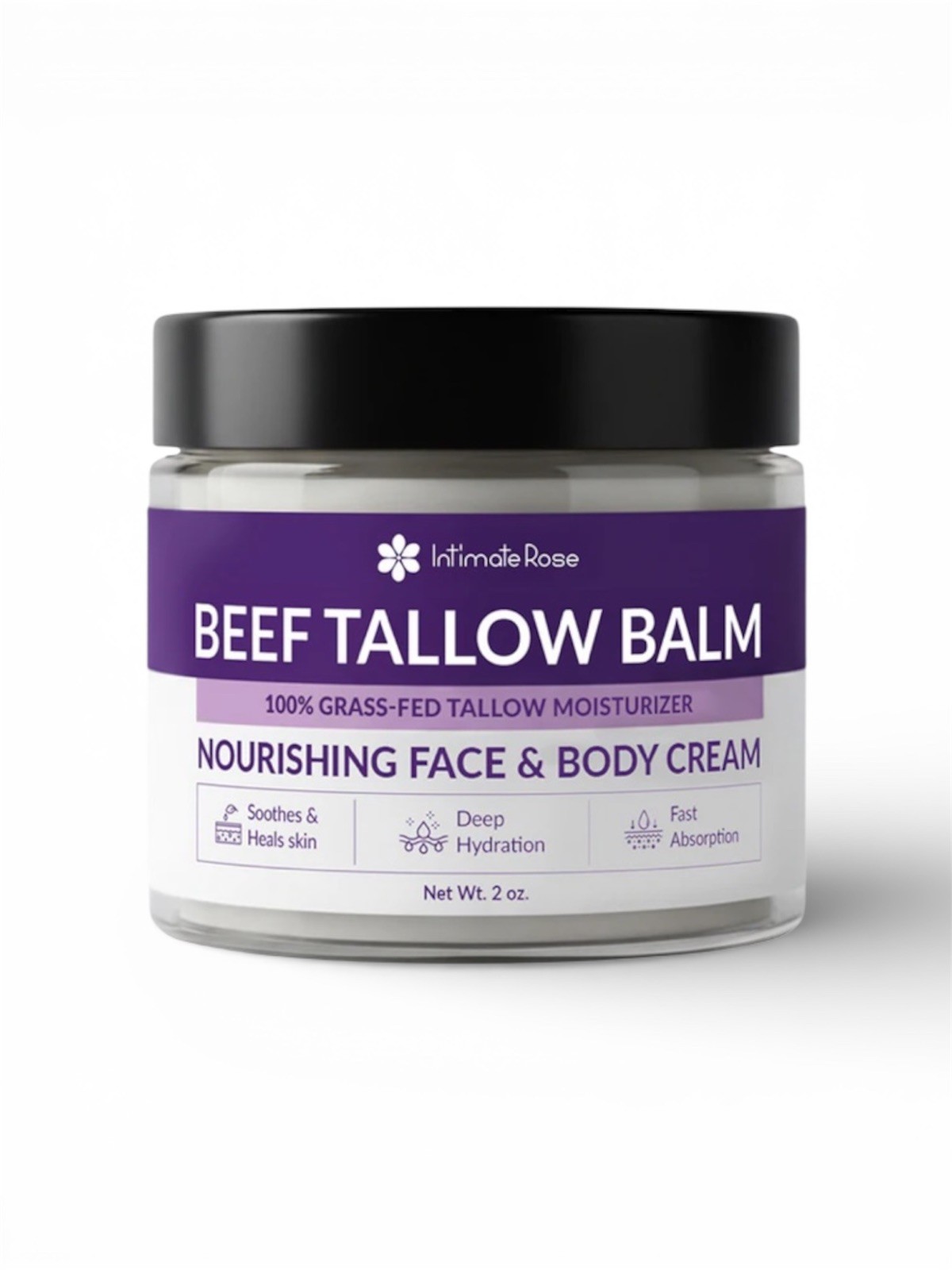 Intimate Rose Beef Tallow Balm – 100% Grass-Fed Tallow & Honey Balm for Skin
