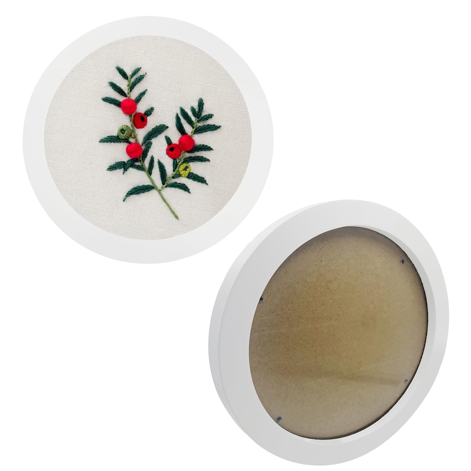 Yuqim 2 Pack Round Wood Embroidery Hoop Frames Cross Stitch Display Frame for...