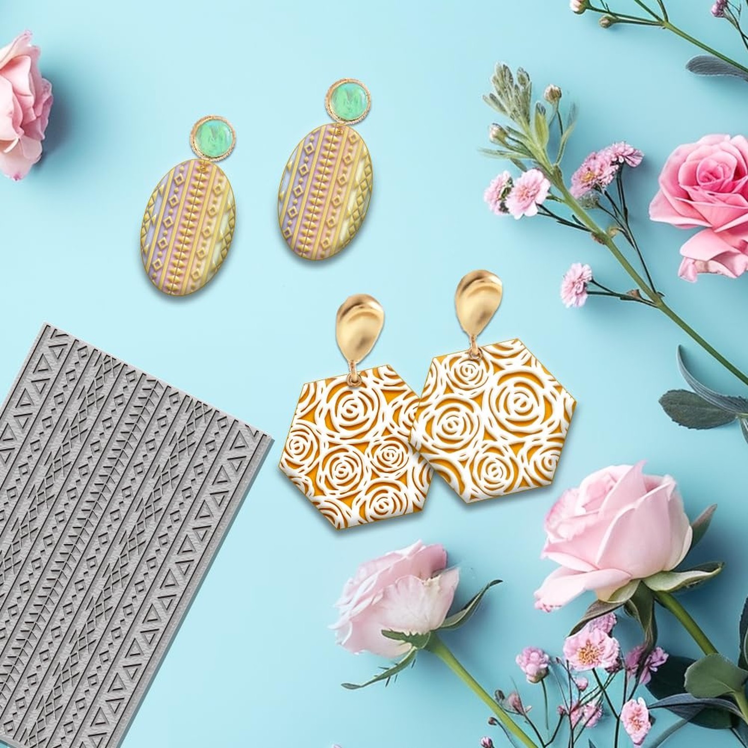 4PCS Polymer Clay Texture Sheets Set for Using with Clay Cutters, Boho Clay T...