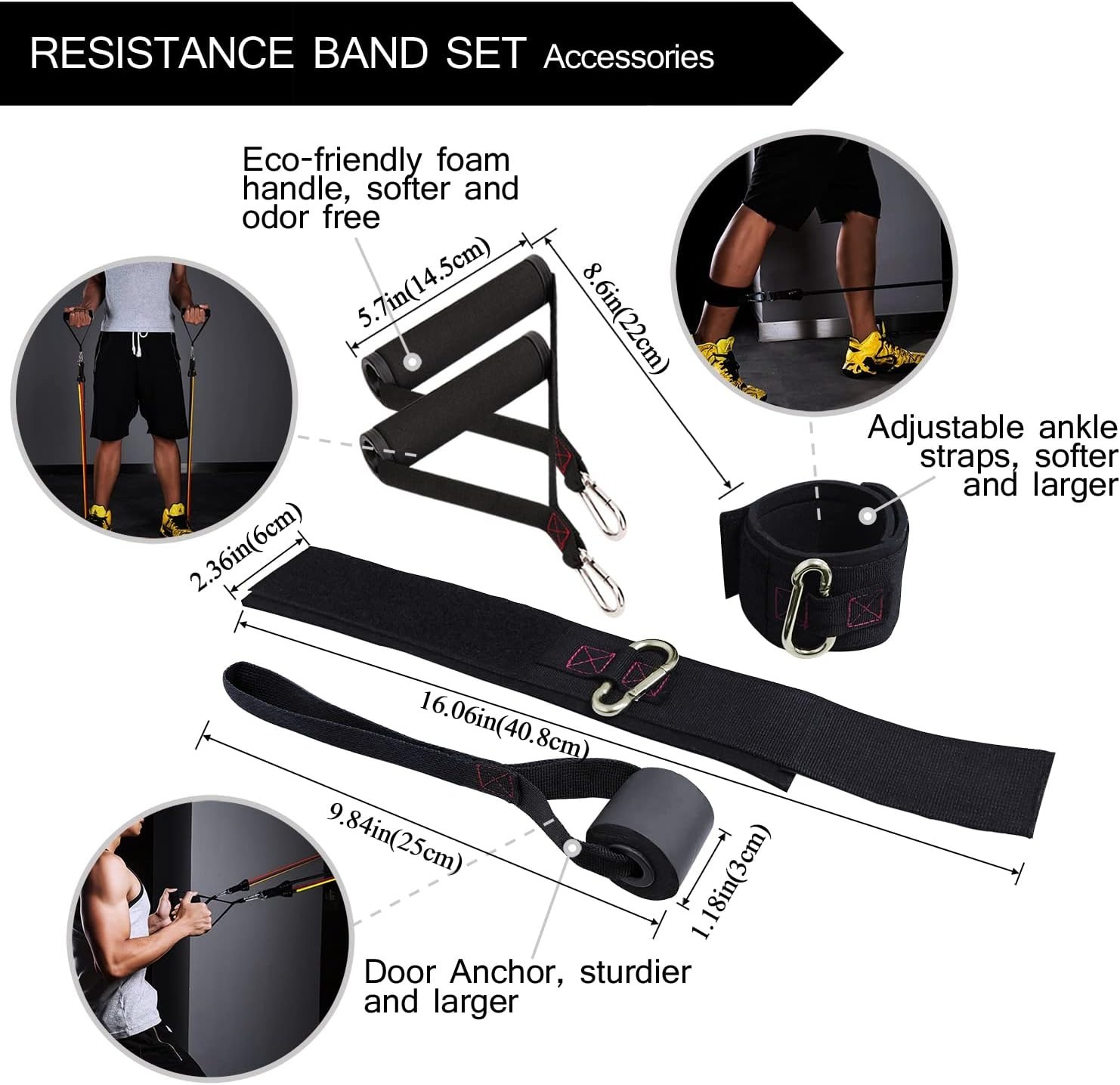 Durable Natural Rubber Resistance Bands – Stackable Workout Bands up to 300 lbs