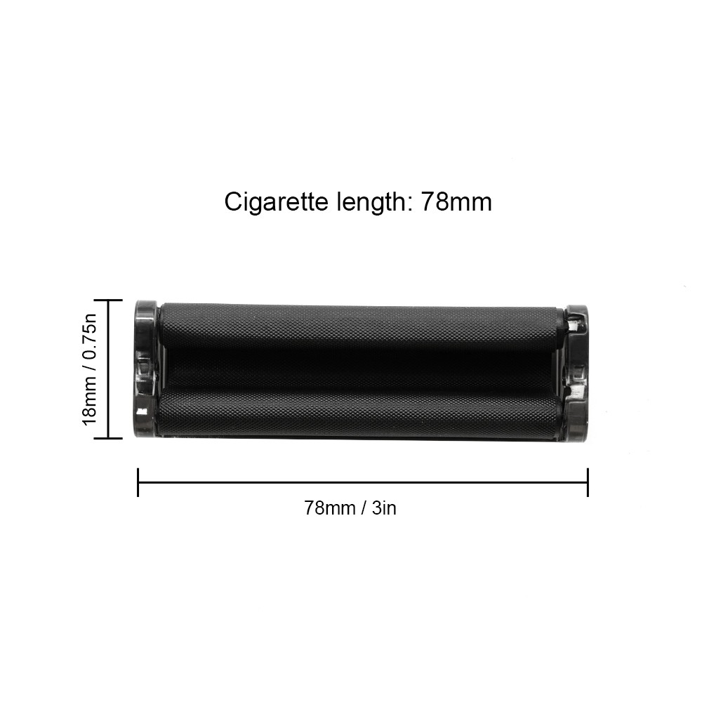 Plastic Handroll Tobacco Roller 78mm Portable Cigarette Rolling Machine Black
