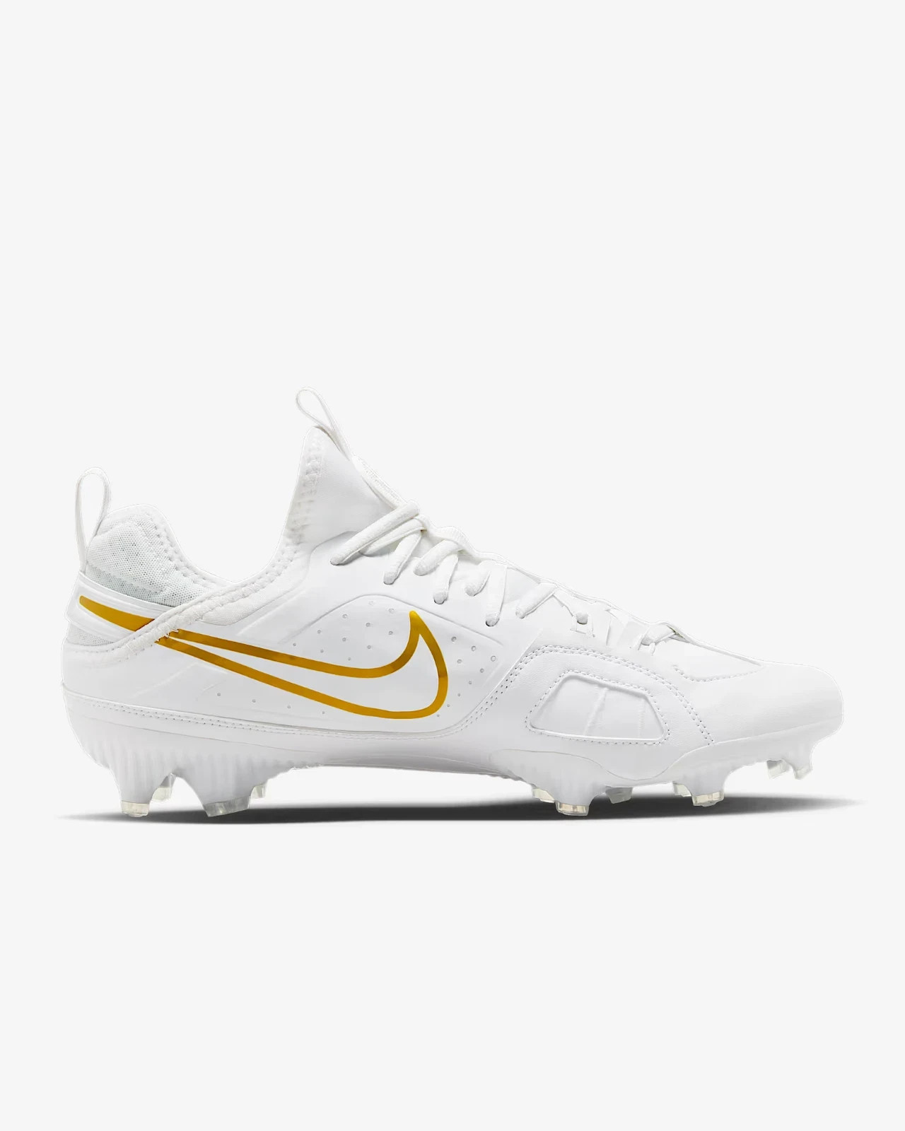 Nike Huarache 9 Varsity LAX size 8-9 White/Metallic Gold Men's Lacrosse Cleat