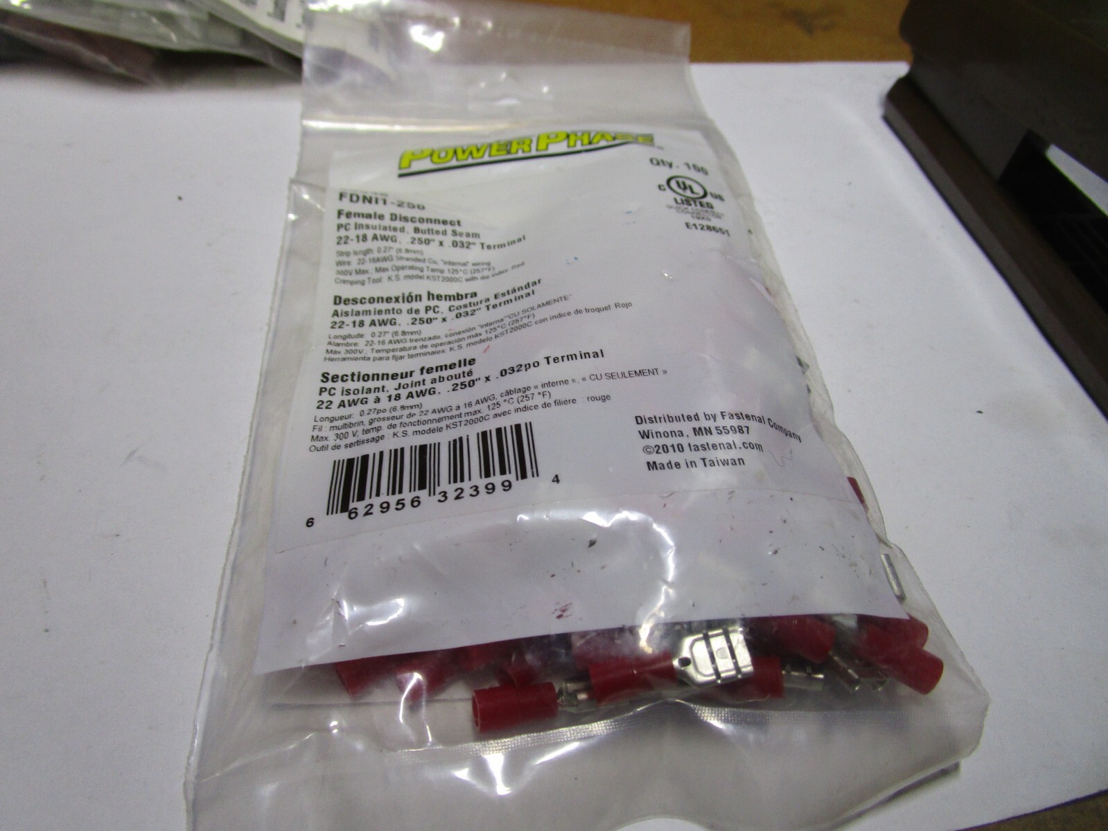 22-16 AWG Red Polycarbonate Insulated Quick Connect Female Disconnect QTY 100