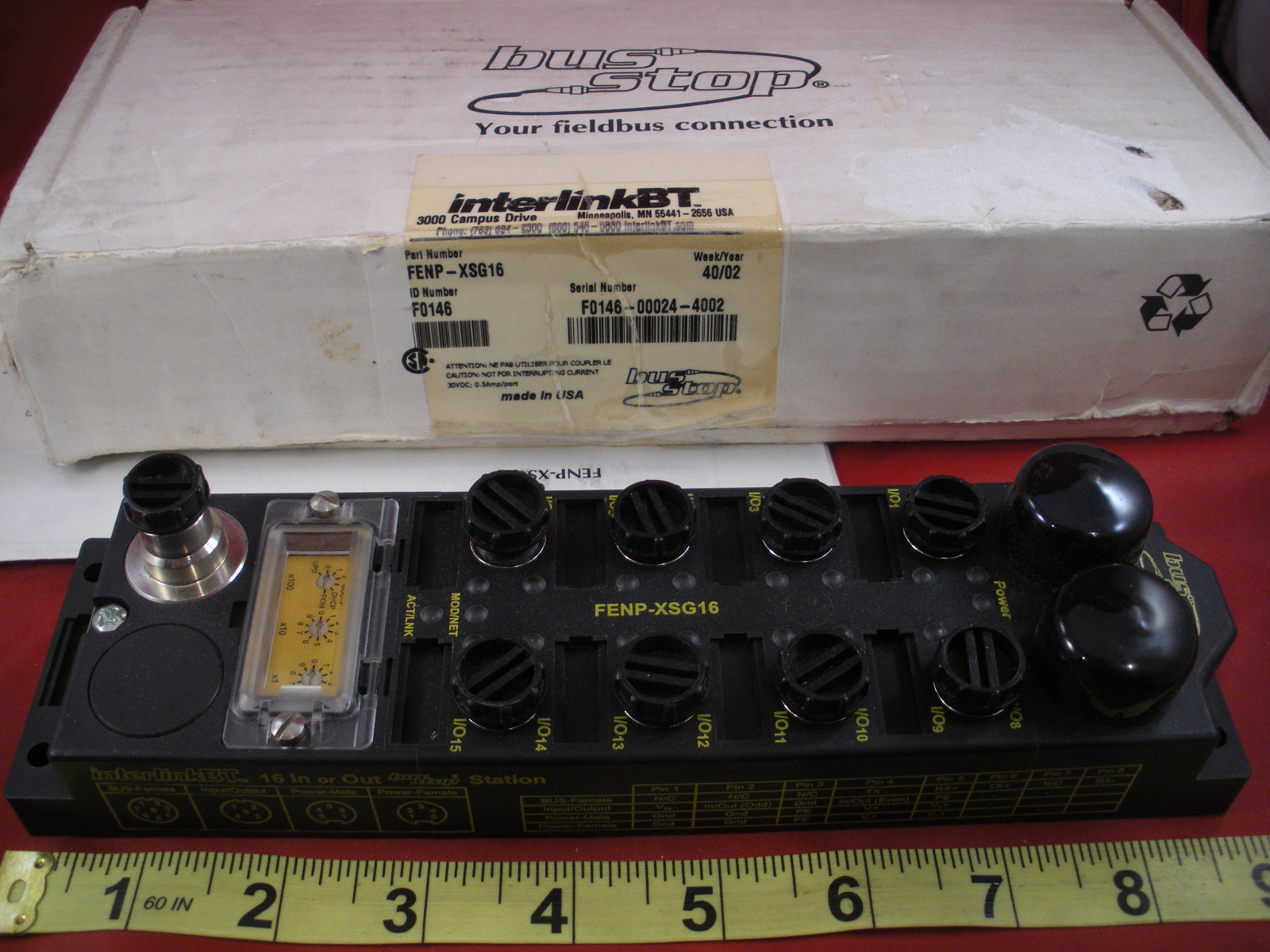 Turck FENP-XSG16 Bus Stop Station 16 Input Interlink BT F0145 FENPXSG16 New Nos