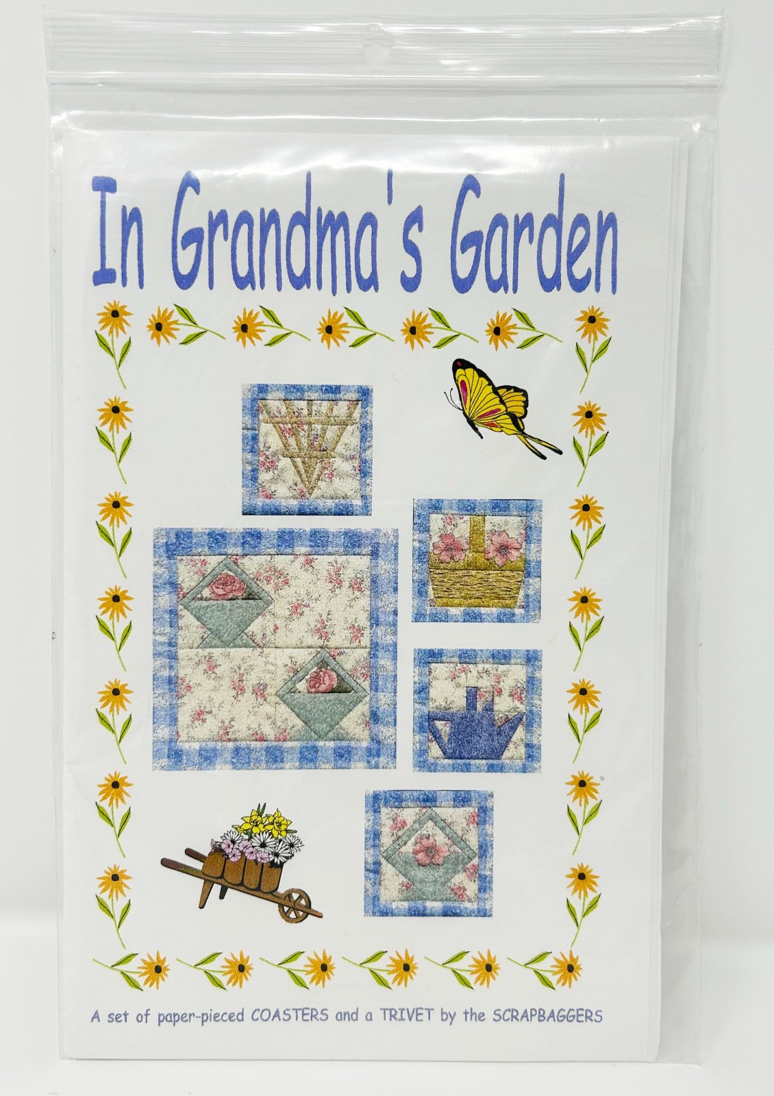 Scrapbaggers In Grandma's Garden Coasters & Trivet Pattern Set Uncut 1997
