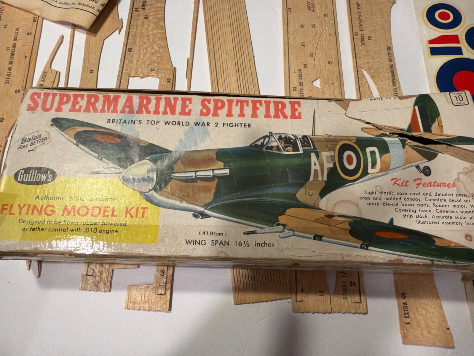 Guillow’s “SUPERMARINE SPITFIRE"  Airplane Flying Model Kit