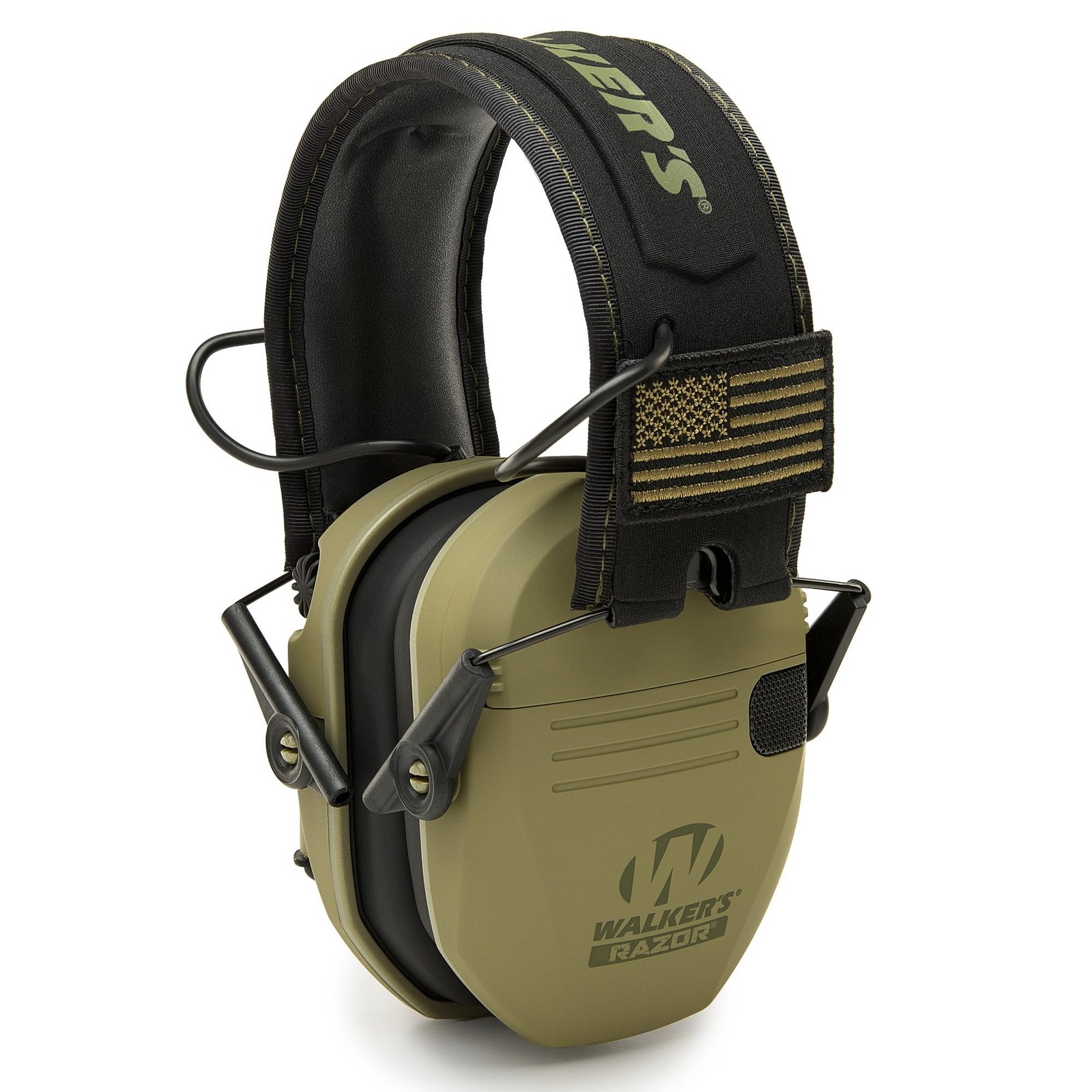 Walker's Razor Slim Patriot Series Muffs - Olive Drab One Size, – Odg