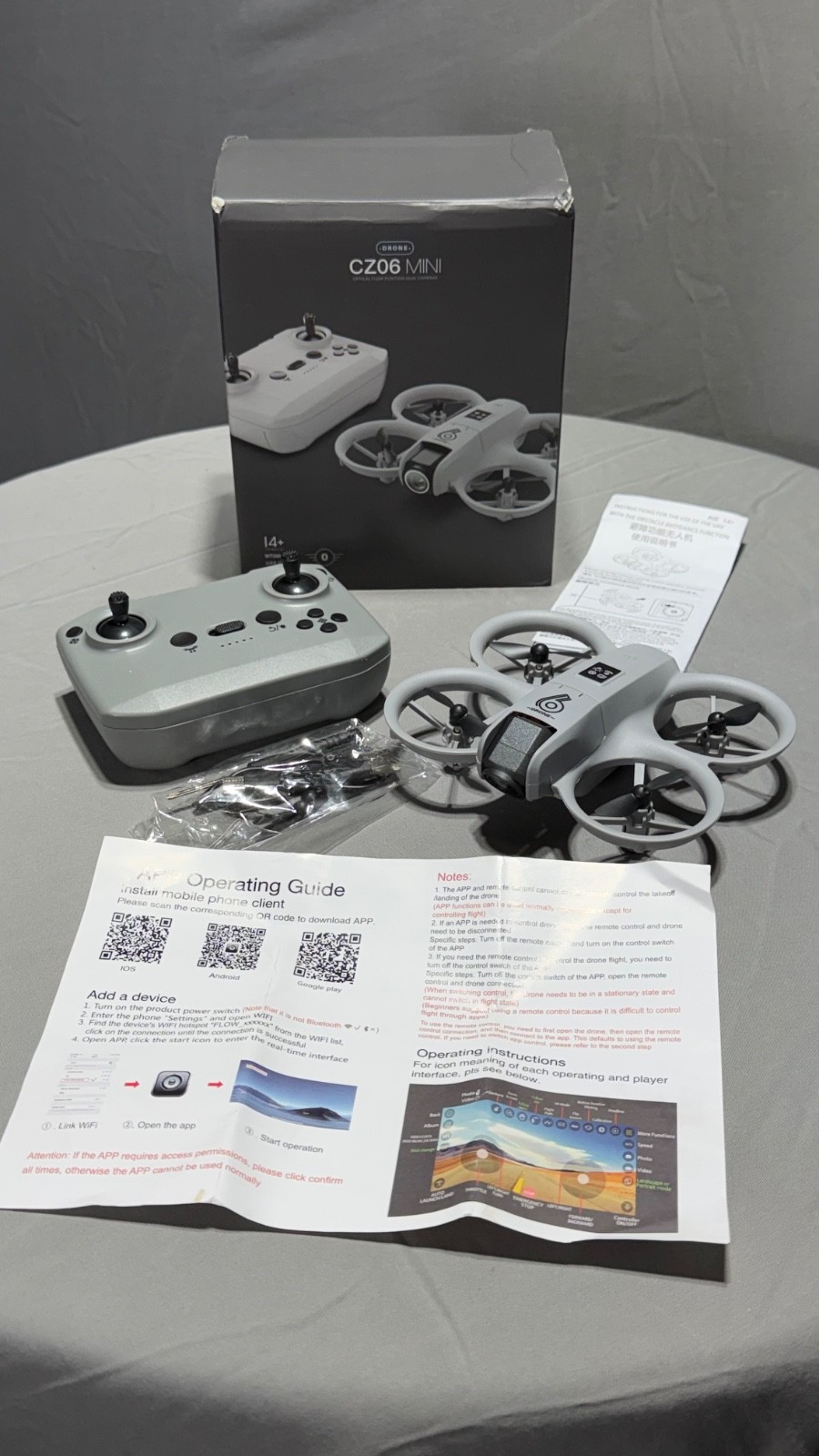 CZ06 Mini Drone Dual Camera WiFi RC Quadcopter w Remote Open Box