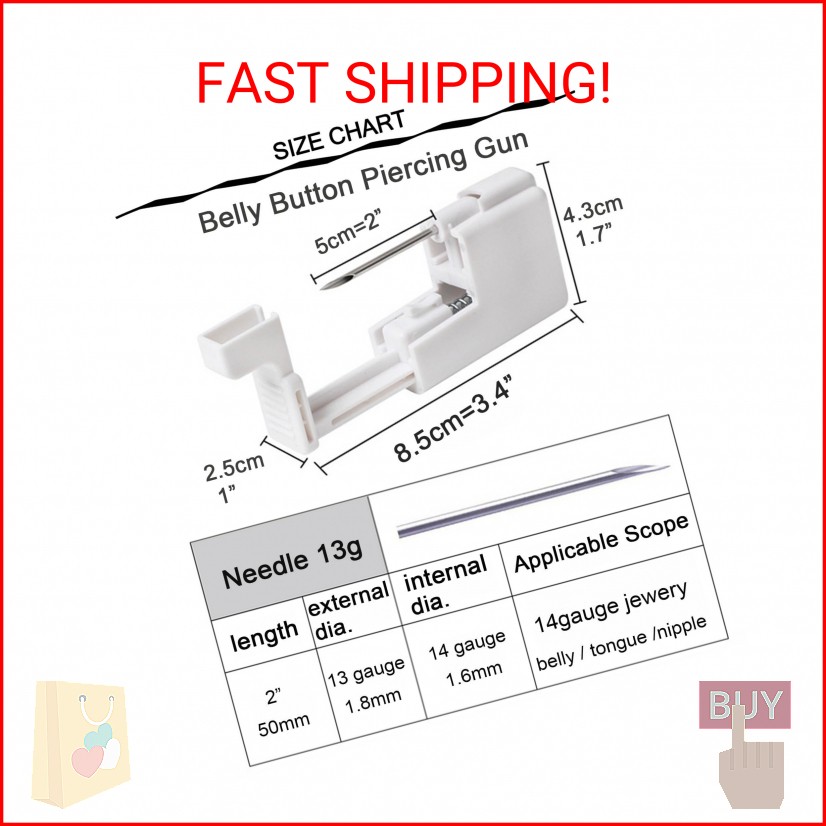 QWALIT Belly Button Piercing Gun Kit - Silver Navel Piercing Gun
