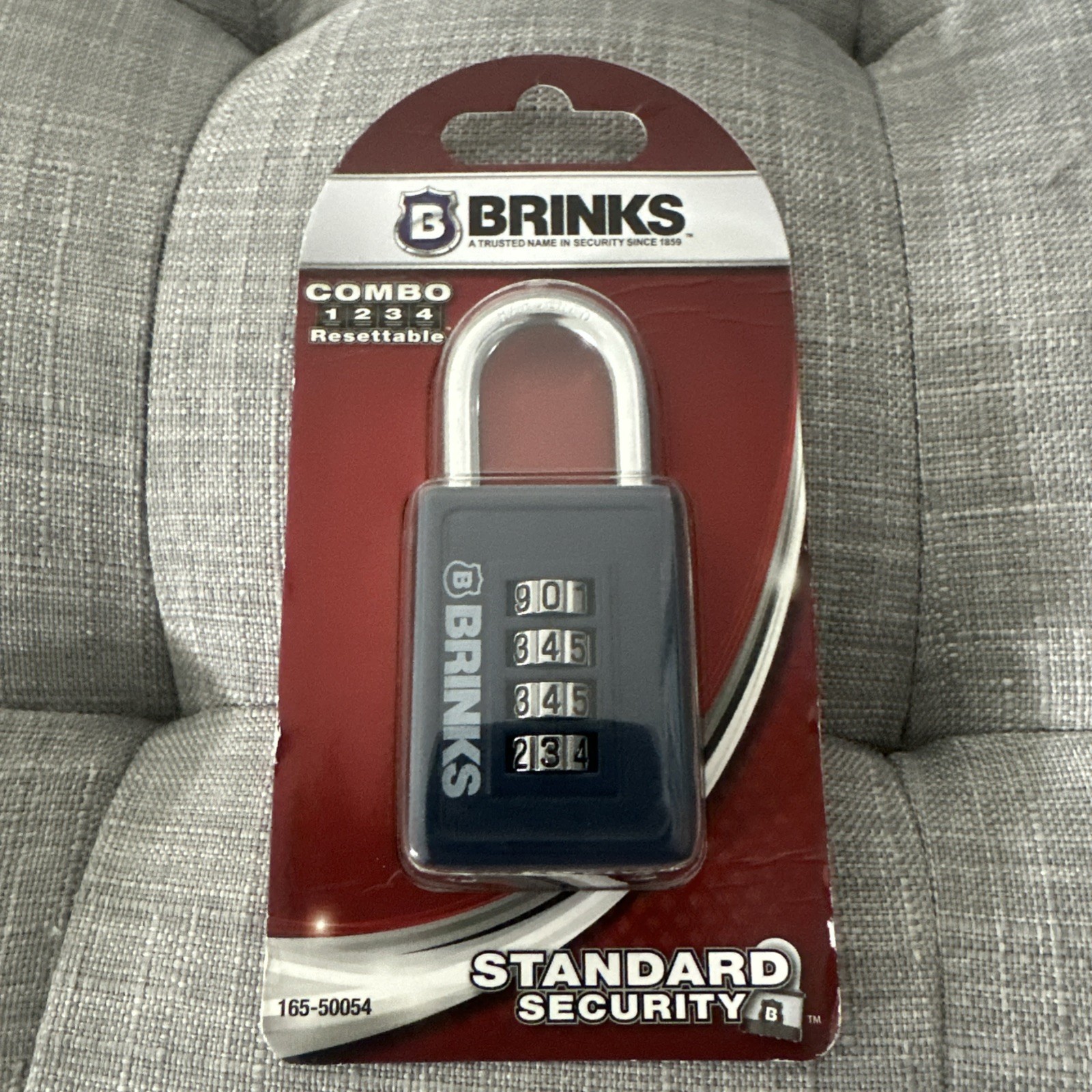BRINKS COMBO COMBINATION LOCK PADLOCK 1234 RESETTABLE 165-50054 BLUE NEW