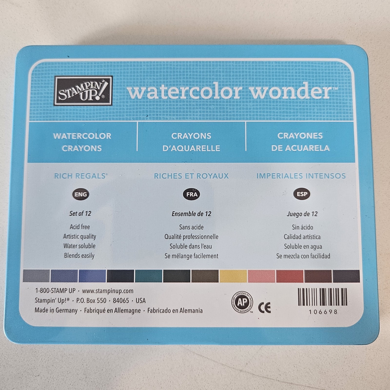 Stampin' Up! Watercolor Wonder Watercolor Crayons Rich Regals Unused