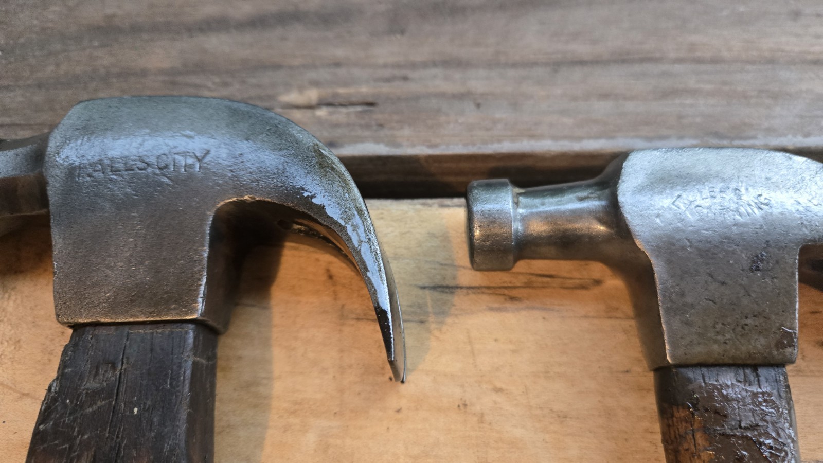2 Vintage Antique Claw Hammer  Lee's  Lightning AND TRUE TEMPER FALLS CITY