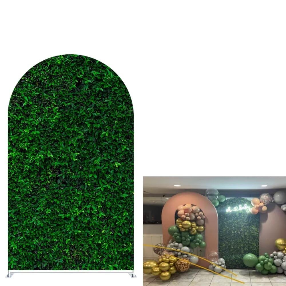 Aerdce 4X7Ft Green Leaves Arched Stretchy Fabric Covers Double-Sided Arched