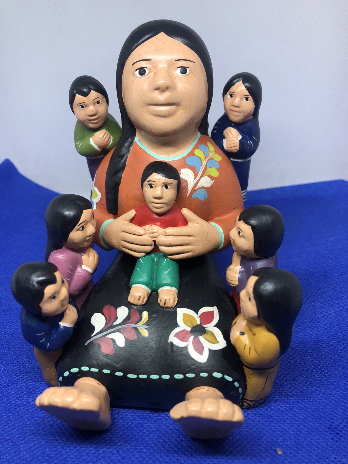 Peruvian Handcrafted Folk Art Storyteller W/ 7 Children Elida’s Import