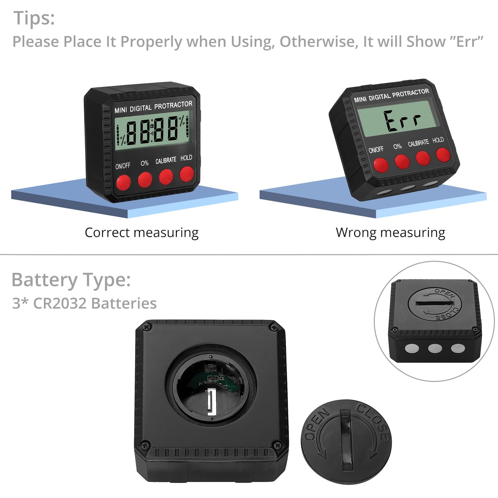 Digital Angle Gauge Level Box Protractor Angle Finder Inclinometer 360° Measure