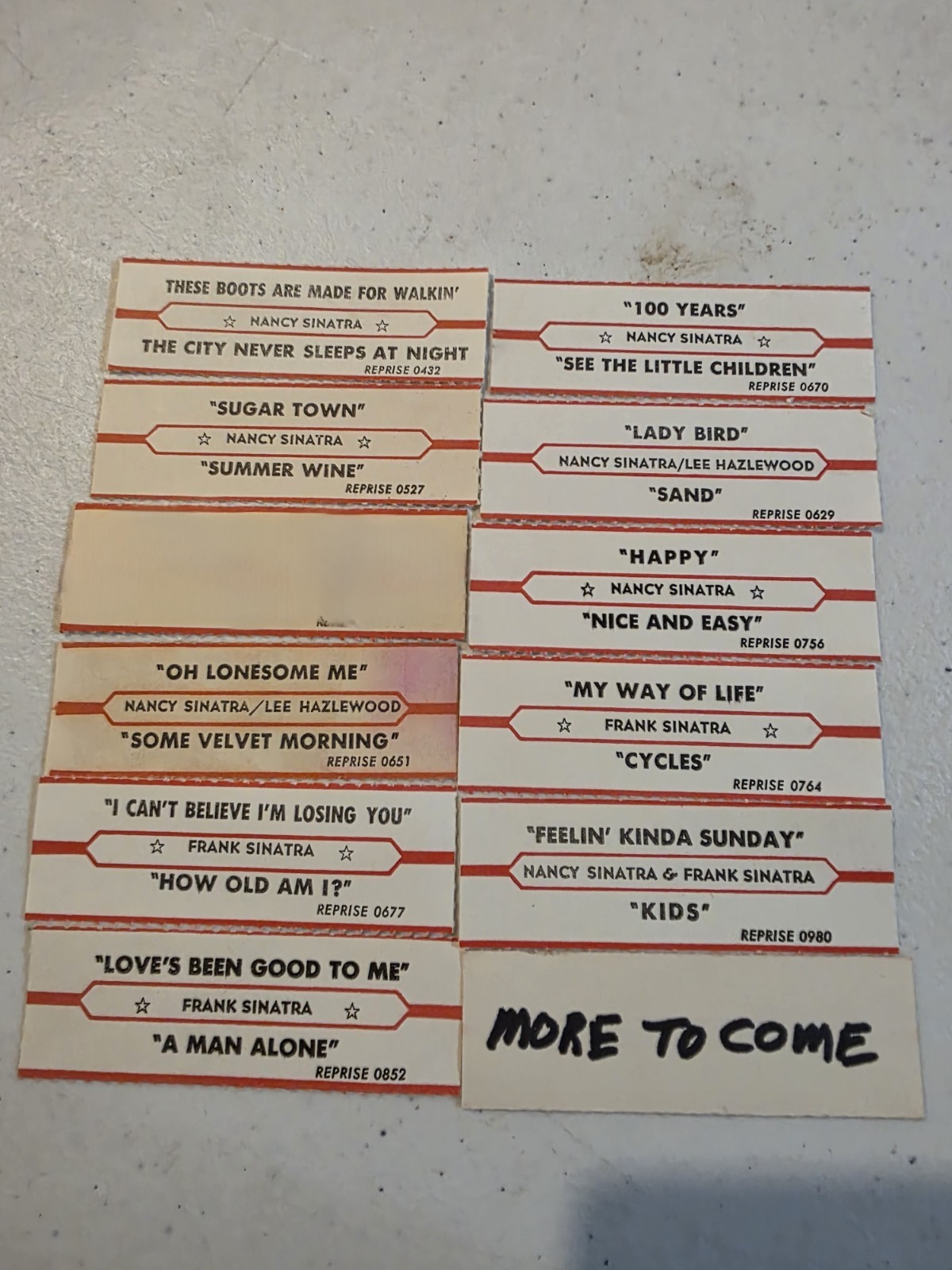 FRANK or NANCY SINATRA original jukebox strip