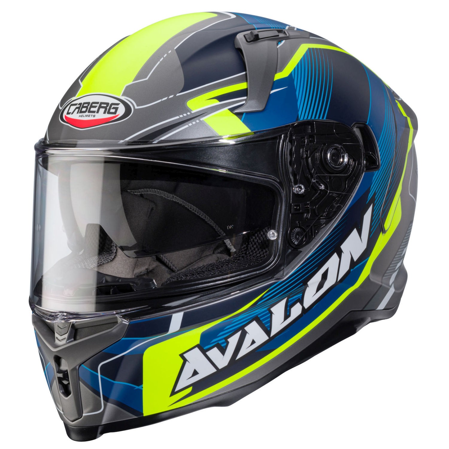 Caberg Full Face Helmet Avalon X Optic Matte Grey/Blue Fluo Yellow - Size XL