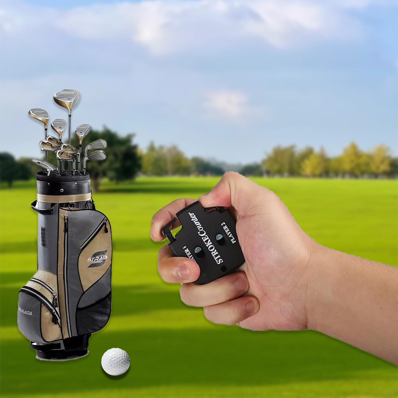 2 Pack Golf Stroke Counter with Key Chain, 2 Player Golf Clicker Counter Hand...