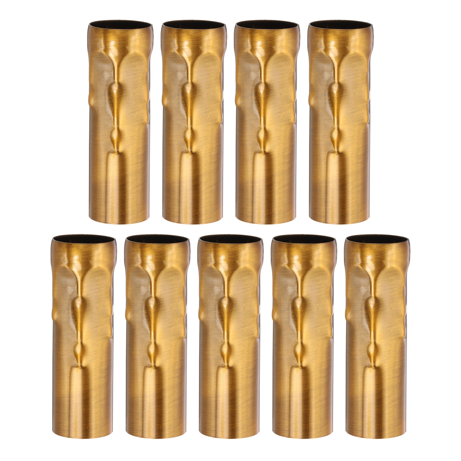 9 x 3.15" Tall Metal E14 Candle Covers Sleeves Gold Bronze