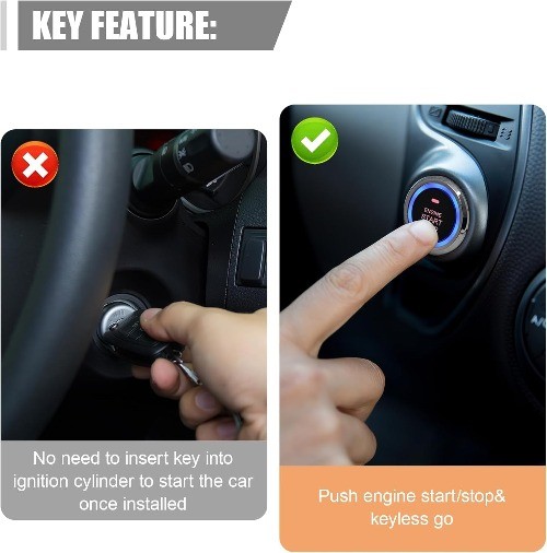 Car Smart Push Engine Start Button Kit & Keyless Entry Starter System, Universal