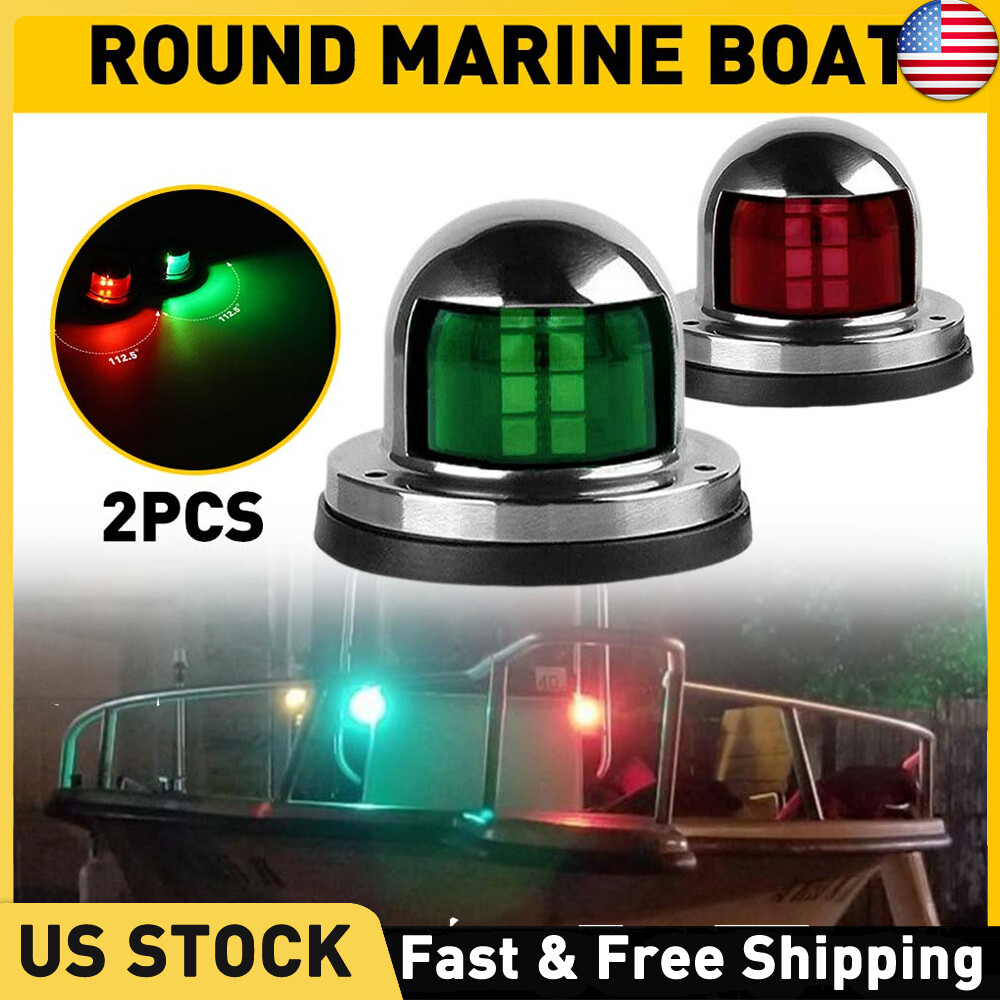 2Pcs Stainless Steel 12V LED Bow Navigation Lights For Marine Boat Yacht Pontoon