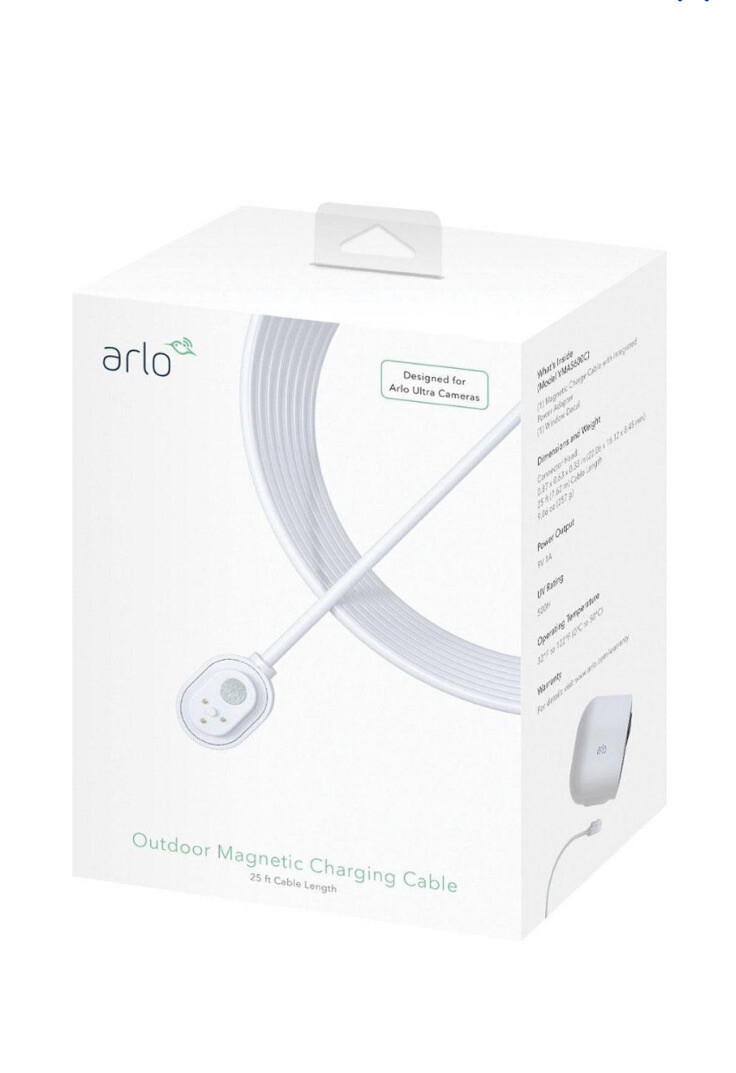 Arlo Magnetic Charging Cable White Extension Cable