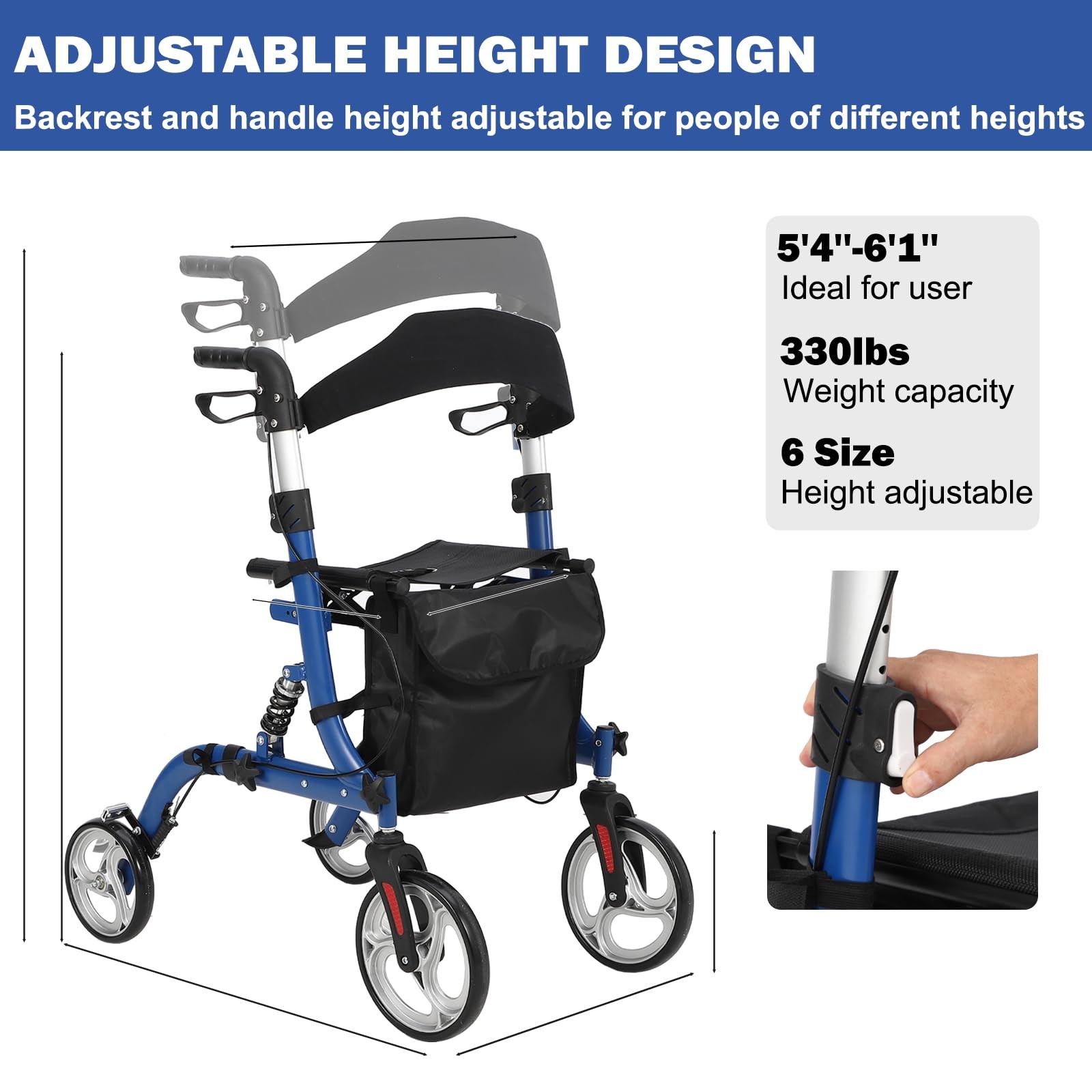 Walker for Seniors,Foldable Rollator Walker,Shock Absorption Rollator Chair