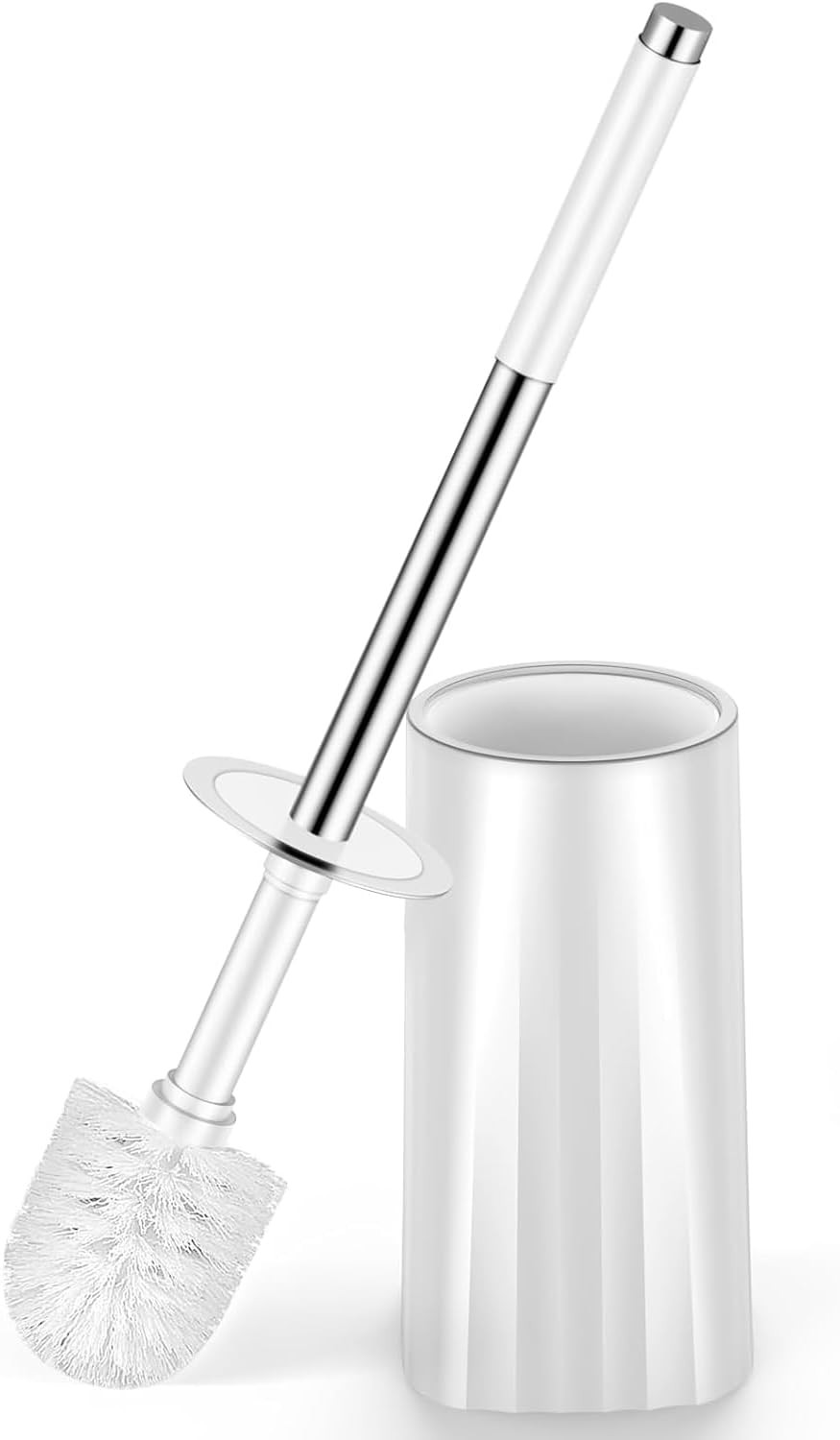 Toilet Brush and Holder Set, Compact Bowl with 1 Pack, White