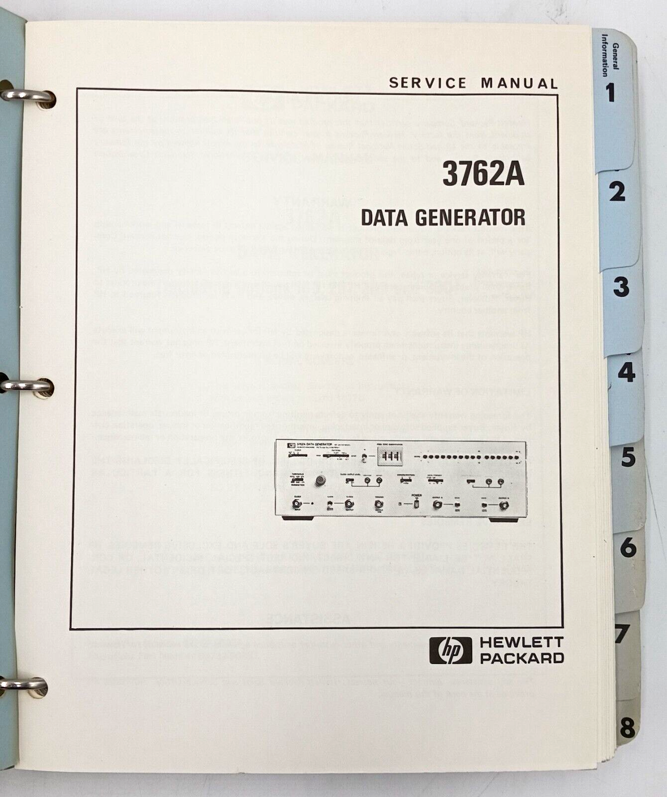 Hewlett Packard Service Manual 3781B Pattern Generator