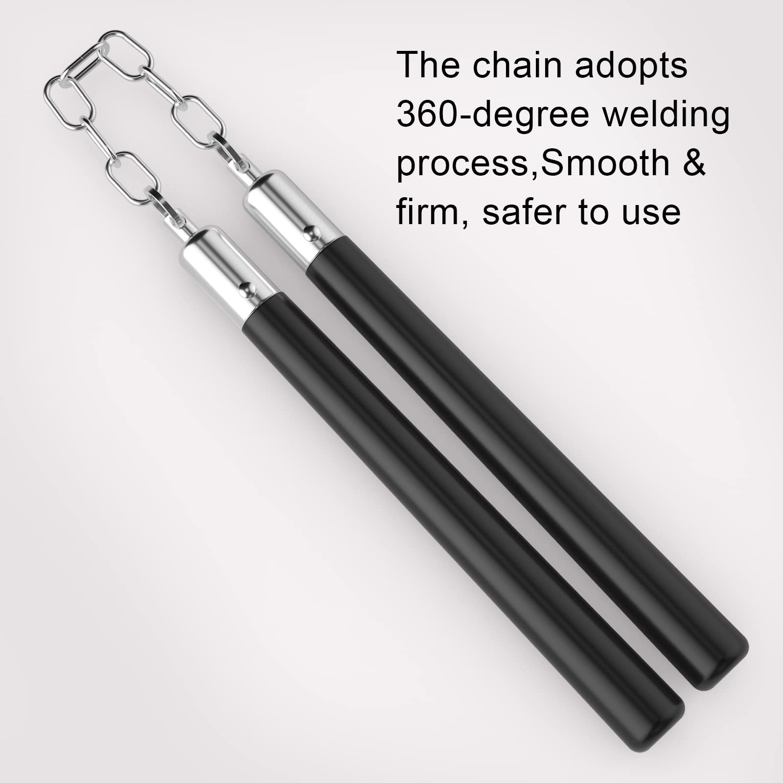 zalani Nunchucks - Safe Solid Rubber Training Nunchucks/Nunchakus with Black