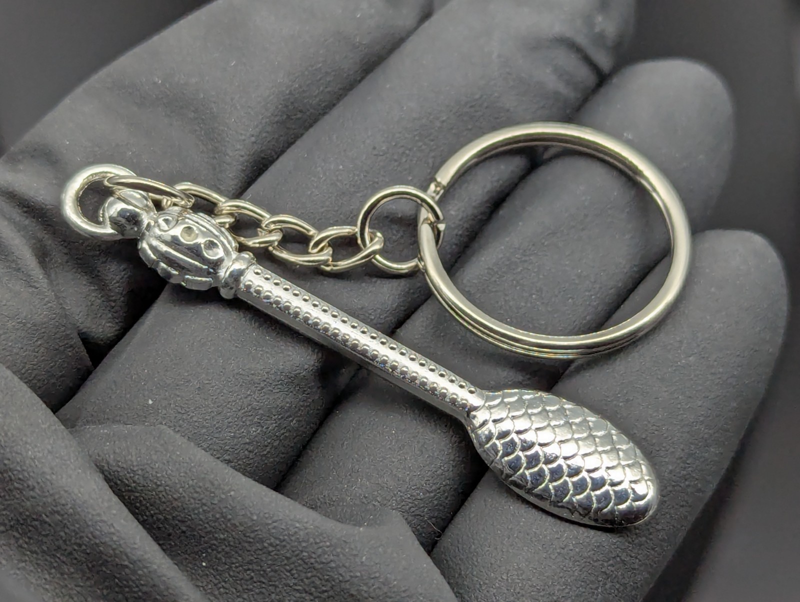 Chrome Bling Mini Party Big Bump Spoon Keychain Keyring Accessory