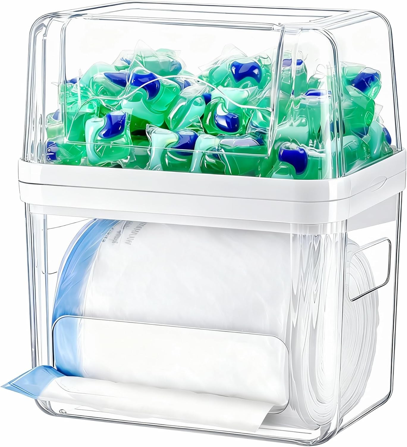 iCASA 3 in 1 Stackable Trash Bag Dispenser for 13 30 33 Gallon Bags Clear Bins